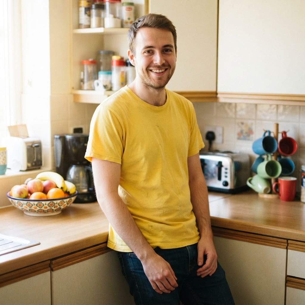 Portrait of an international creator in his apartment