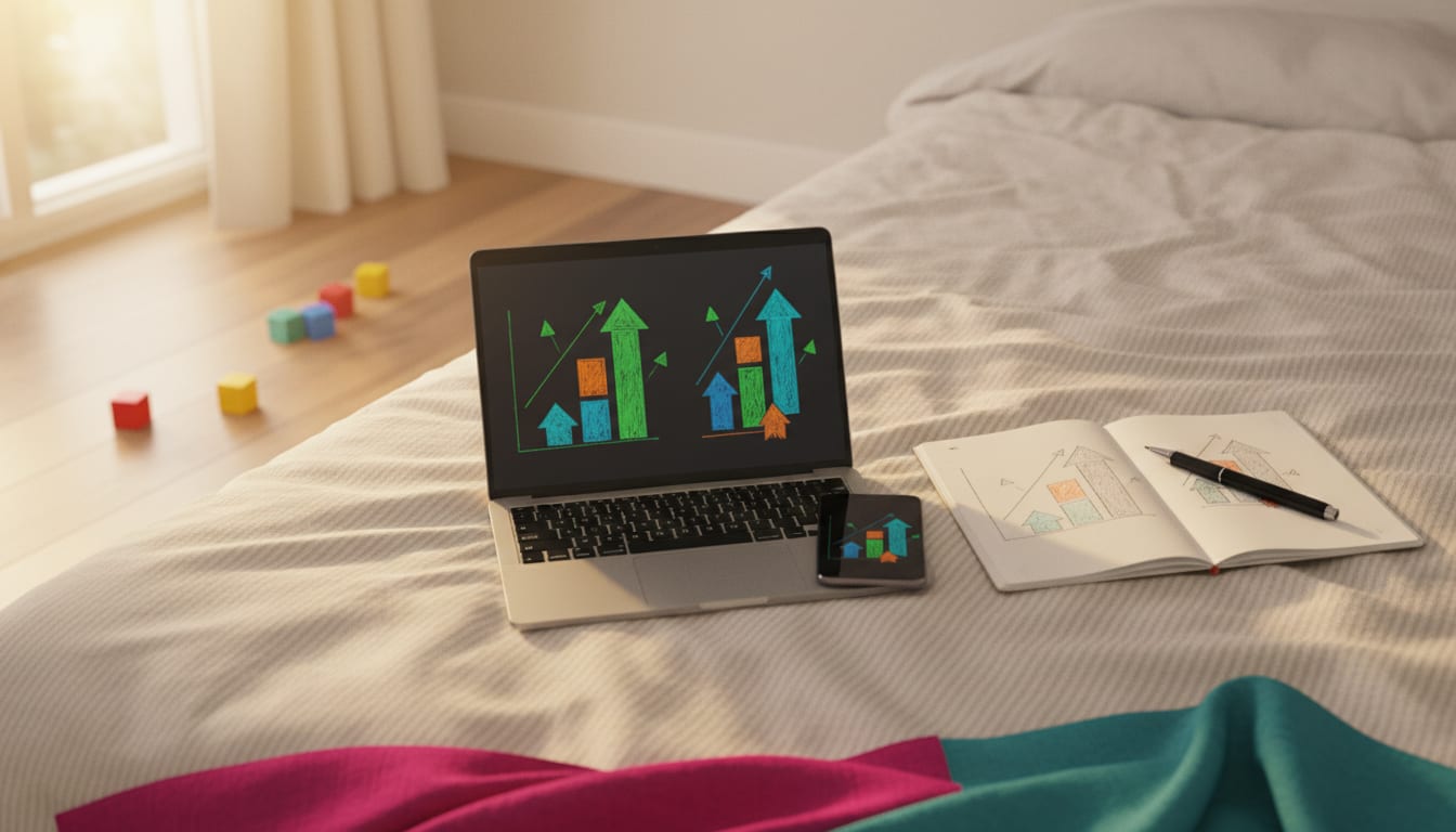 A laptop and phone side by side showing rising usage graphs