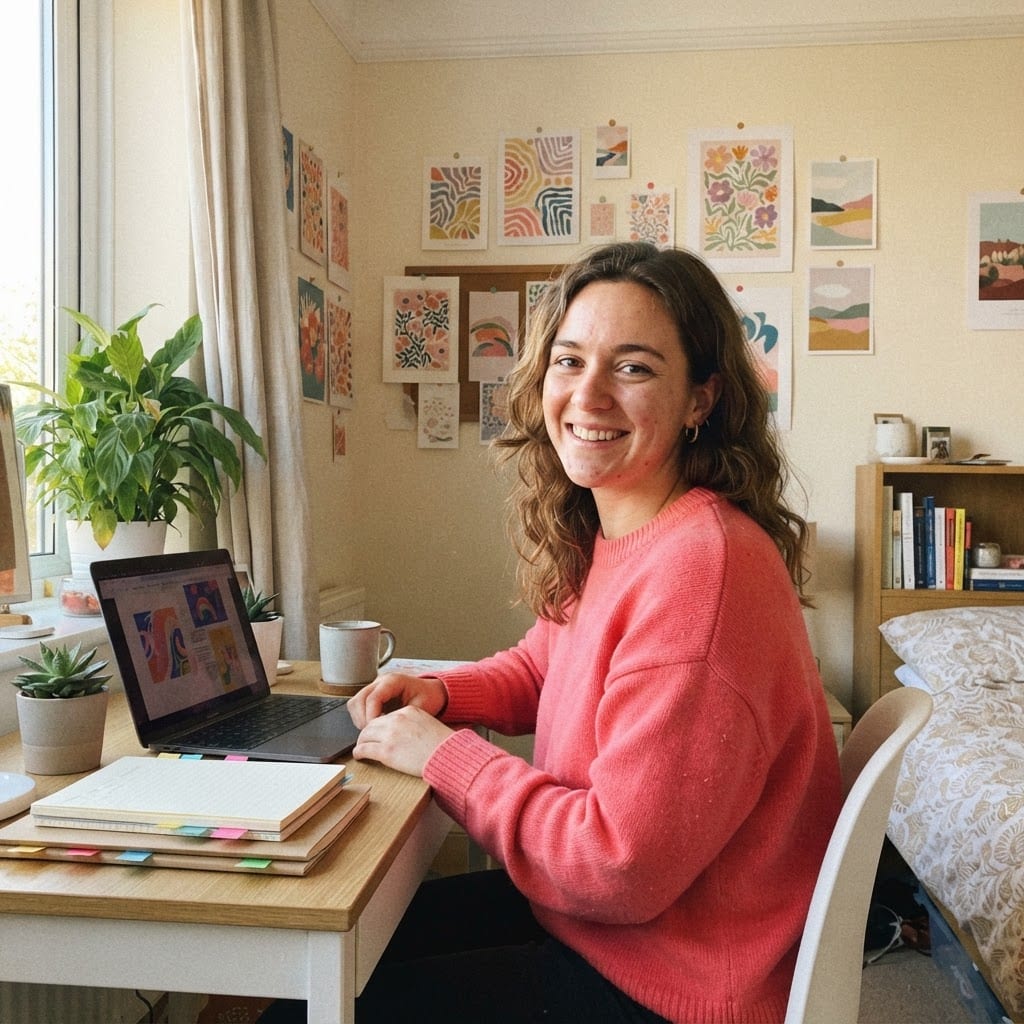 Portrait of a retail options trader in her home office