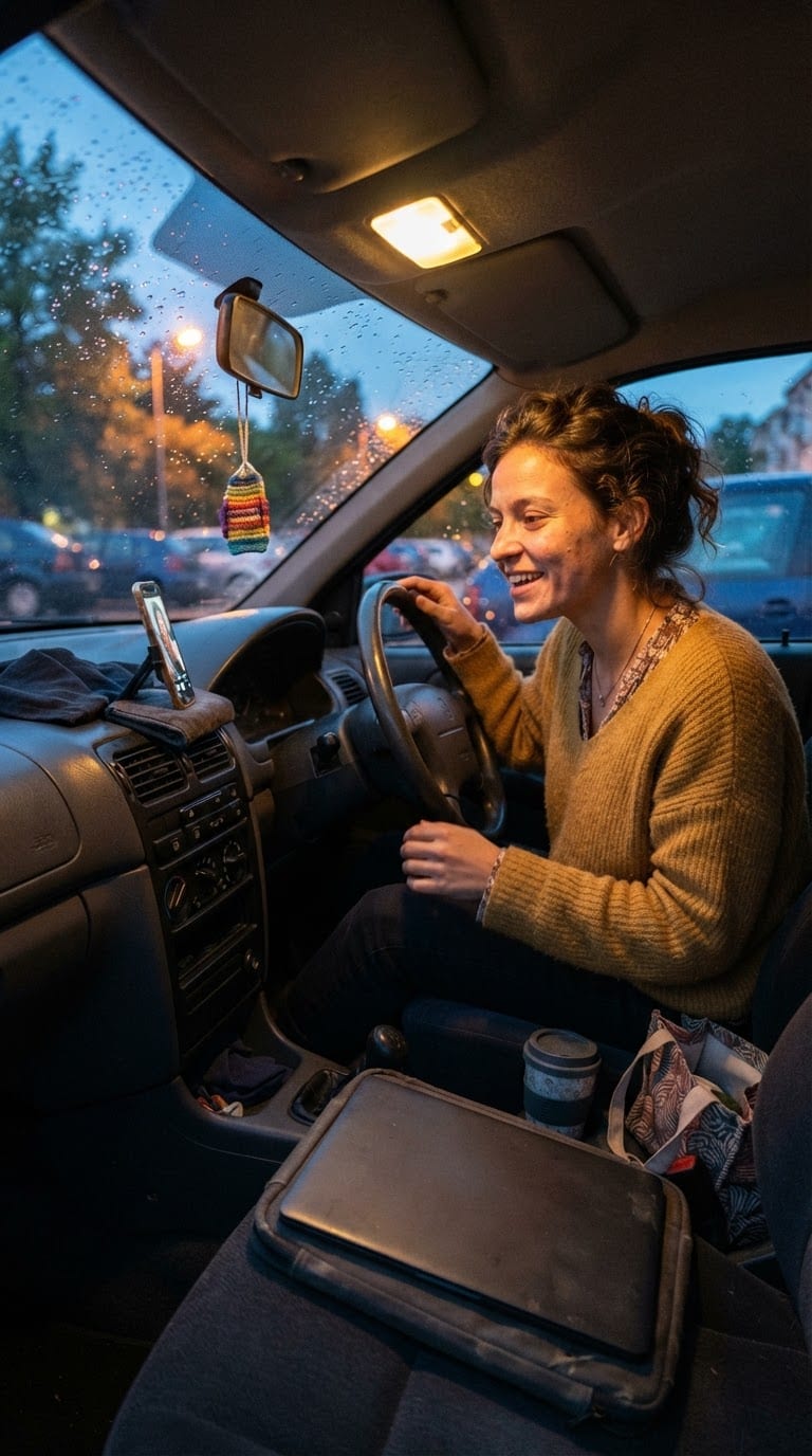 Creator at a ring-lit desk explaining a prediction market on her laptop