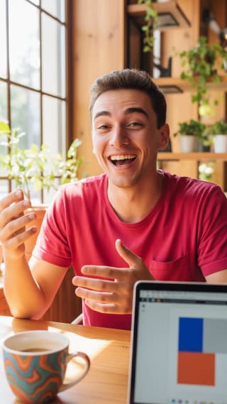 Consumer AI creator talking to camera in a short video