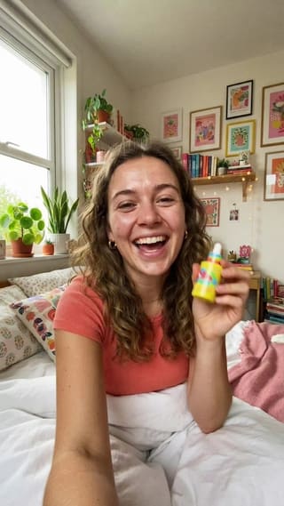 Beauty creator talking to camera in a short video