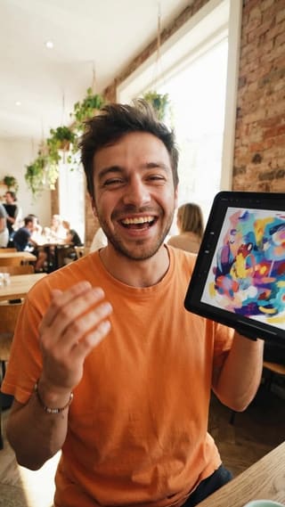 Design creator talking to camera in a short video