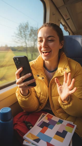 Travel creator talking to camera in a short video